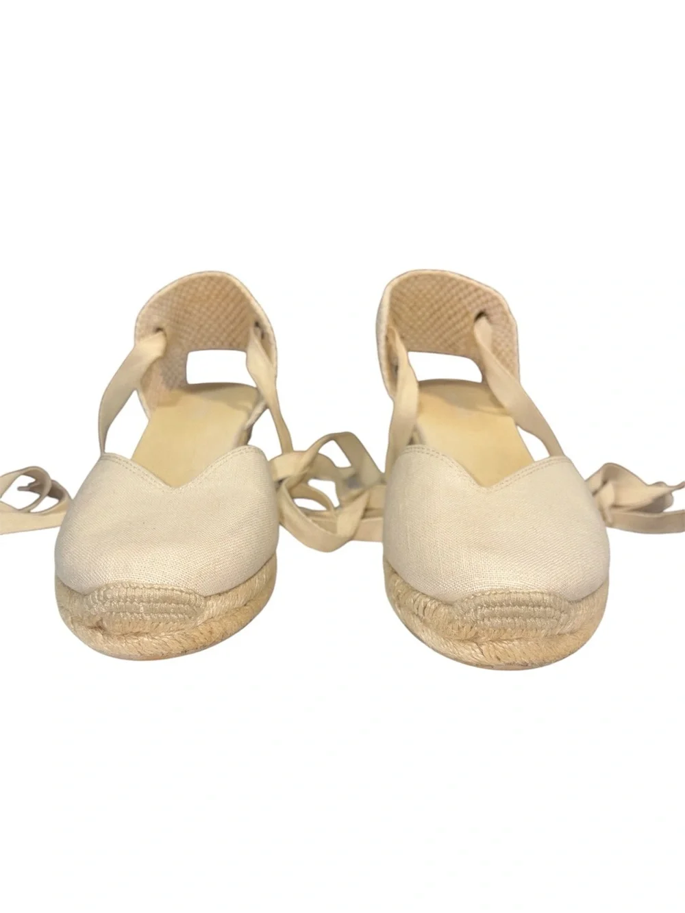 Soludos The Marseille Wedge Espadrille Wrap‎ Sandal In La Concha Ivory Size 6.5